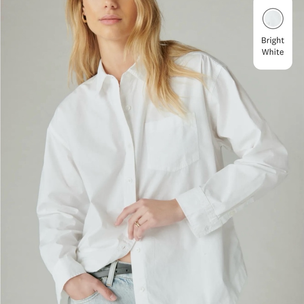Lucky Brand, The Oversized Poplin Button Down, Size XL, NWT